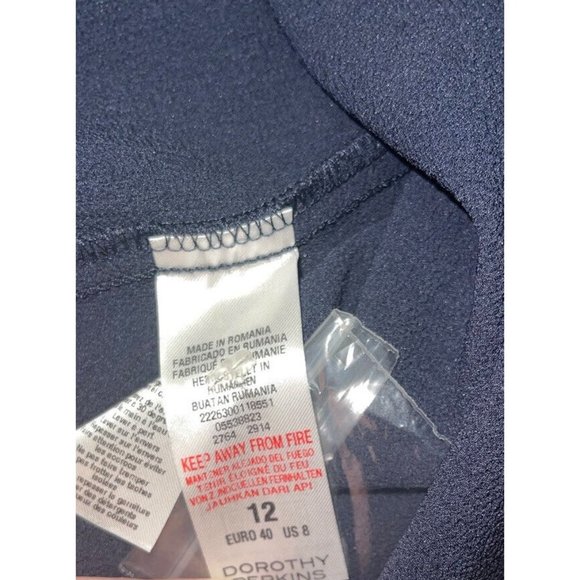 DOROTHY PERKINS Women's Blouse Navy Blue with Beaded Neckline Size 8 (US) - Picture 15 of 16